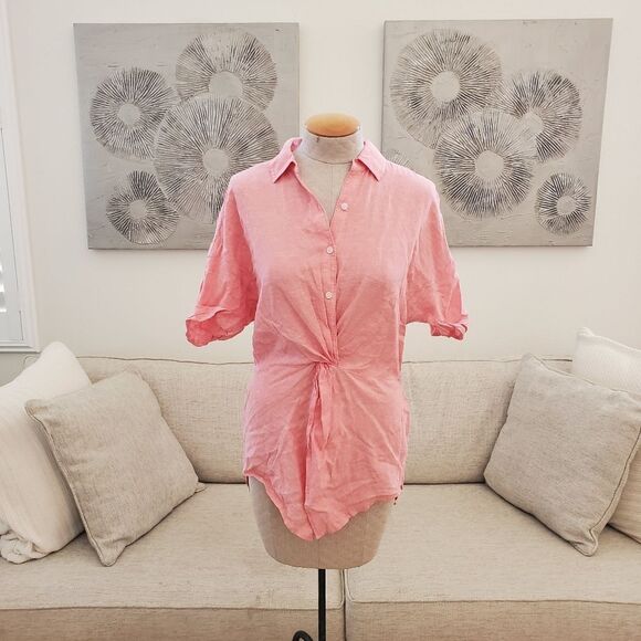 Caslon Linen Collared Casual Top sz Sm - Picture 2 of 10